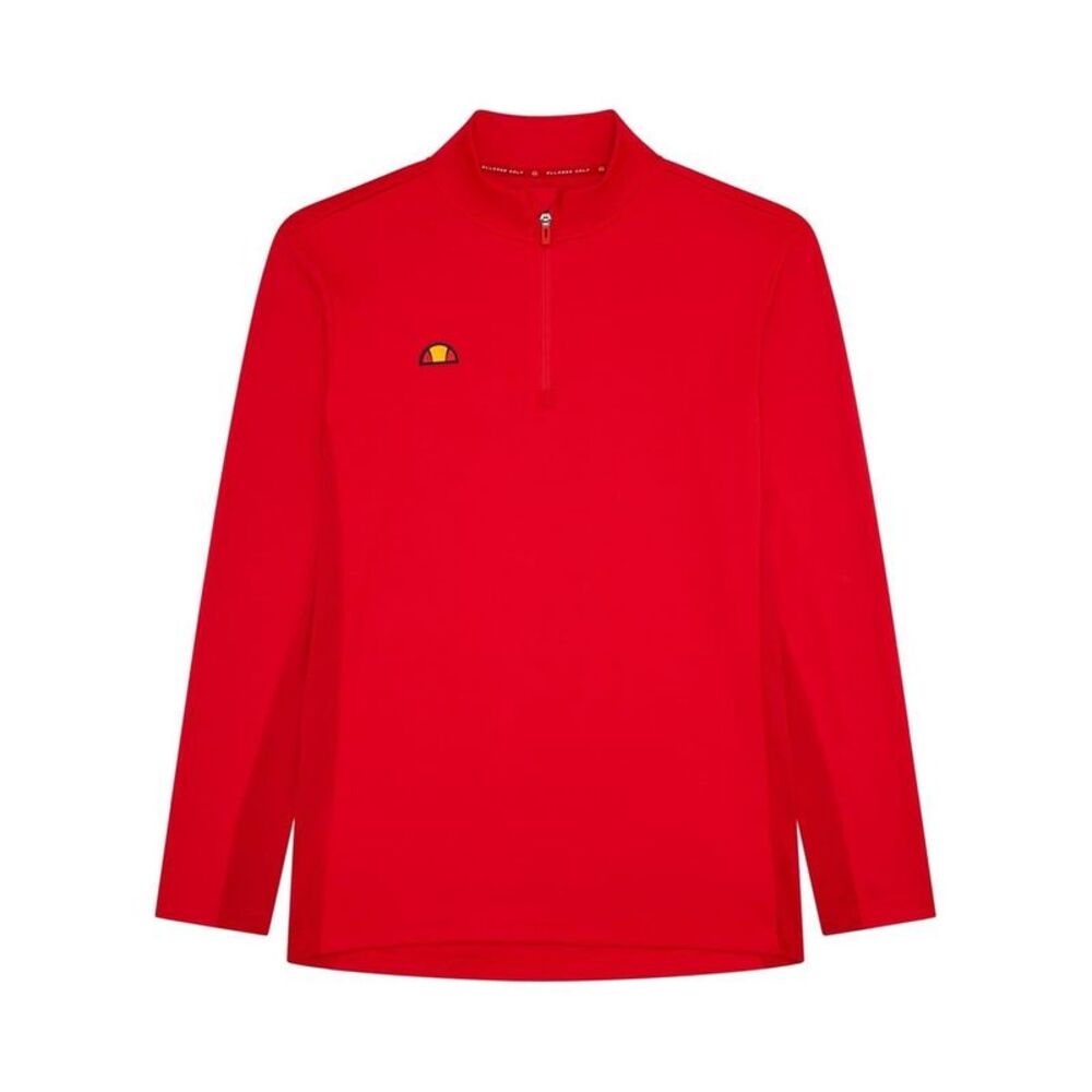 Ellesse Mens Zip Neck Long-Sleeved Golf Sweatshirt / Red
